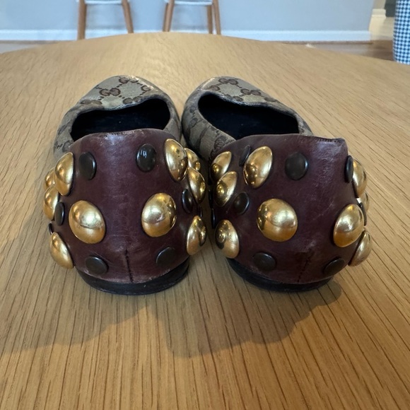 GUCCI Studded GG Mixed Media Flats Size 35.5 - Picture 5 of 8